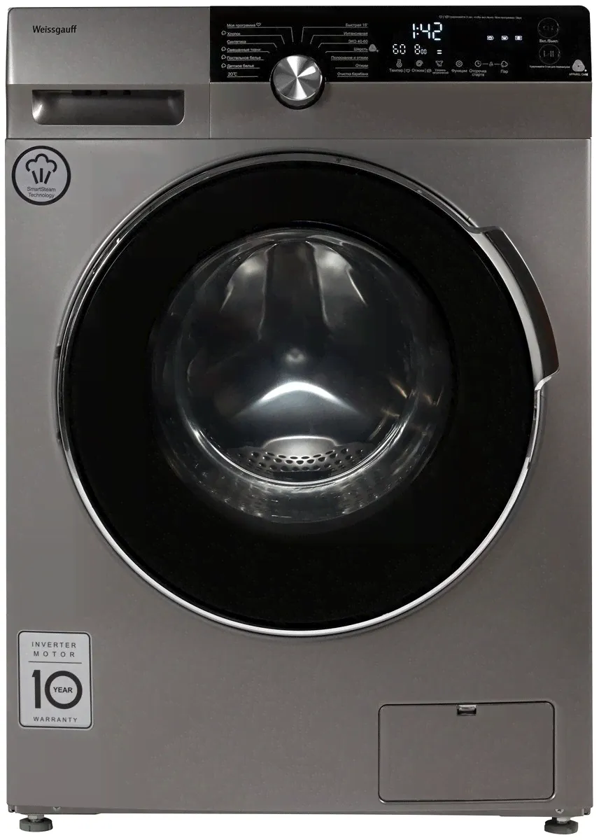 Стиральная машина Weissgauff WM 4947 DC Inverter Steam Silver в Санкт-Петербурге-0